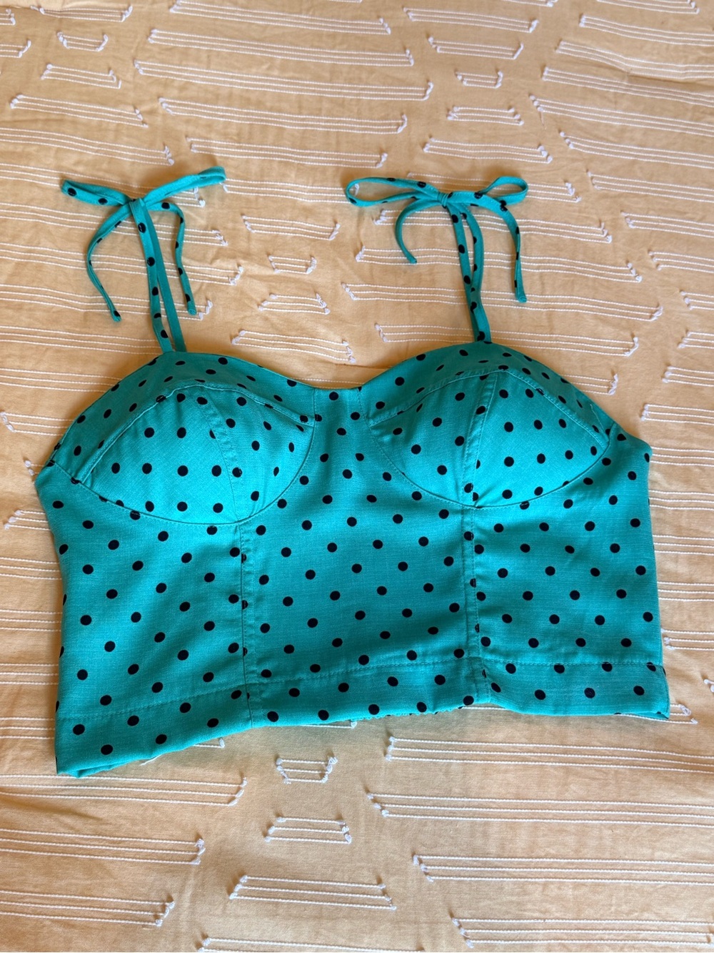 Gianni Bini Green Polka Dot Smocked Top
